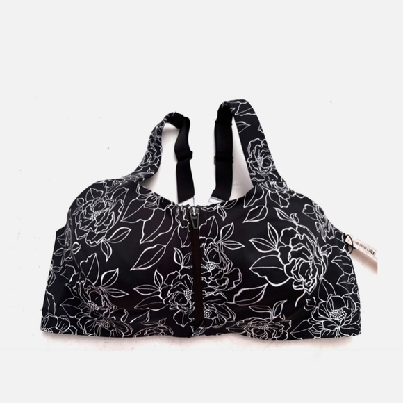 Victorias Secret Nwt Knockout Front Close Black Floral Sport Sports Bra